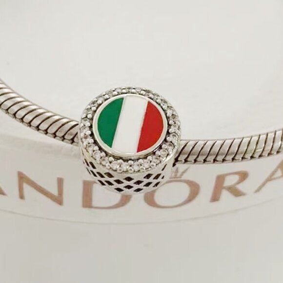 Pandora Italy Flag Exclusive Charm Bead S925 Sterling Silver Jewelry - Picture 1 of 3